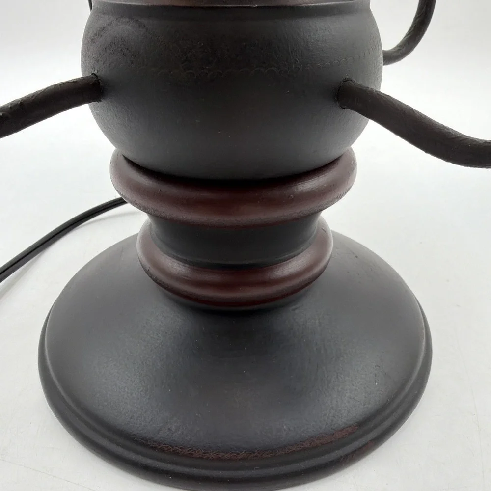 Cedar Creek Lamp W/Sturbridge Red Over Black & Kettle Black Punched Tin Shade